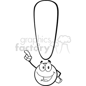 6281 Royalty Free Clip Art Black and White Exclamation Mark Pointing With Finger clipart.