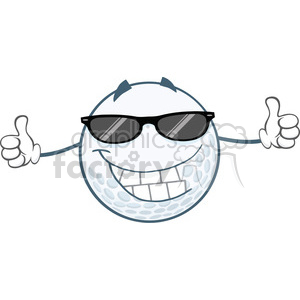 6494 Royalty Free Clip Art Smiling Golf Ball With Sunglasses Giving A Thumb Up clipart.