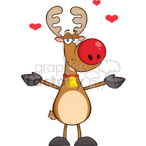 6674 Royalty Free Clip Art Happy Rudolph Reindeer With Open Arms Wanting A Hug clipart. Commercial use image # 389701