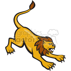 lion attacking side clipart.