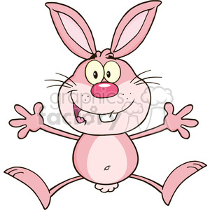 Royalty Free RF Clipart Illustration Happy Pink Rabbit Cartoon Character Jumping clipart. Royalty-free image # 390130