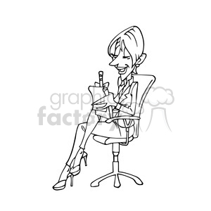 secretary writing notes cartoon outline clipart. Commercial use image # 390754