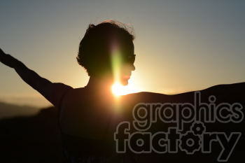 silhouette of female in sunset clipart.