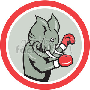 clipart - elephant boxing in circle.
