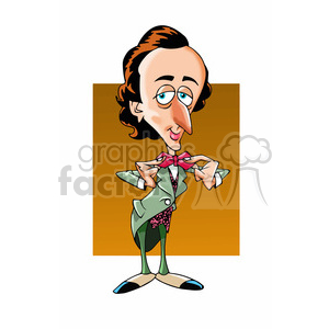 Frederic Chopin cartoon caricature clipart.