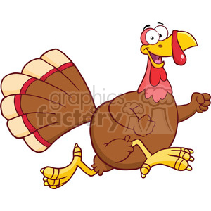 clipart - Royalty Free RF Clipart Illustration Happy Turkey Bird Cartoon Character Running.