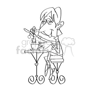 vector cartoon women having tea in black and white clipart. Royalty-free image # 393706