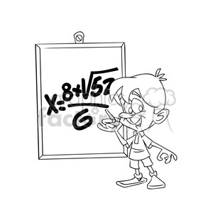 vector black and white cartoon child in math class school clipart. Royalty-free image # 393746