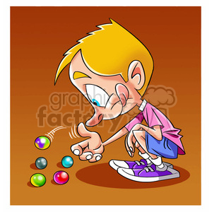 cartoon comic funny characters people boy playing marbles games