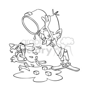 black+white cartoon comic funny characters people ice bucket challenge dog wet water scared
