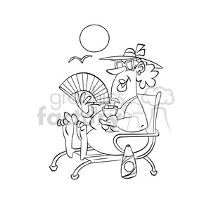 black+white cartoon comic funny characters people women beach summer vacation