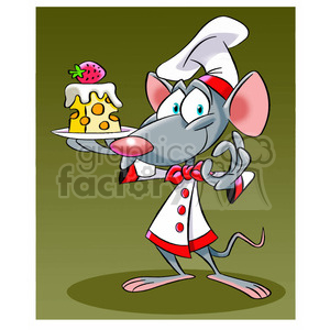 cartoon mouse holding plate with cheese clipart. Commercial use image # 394016