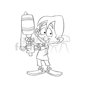 black and white image of boy playing with a kendama nino con bolero negro clipart. Commercial use image # 394026