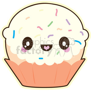 Cupcake Sprinkles cartoon character illustration clipart. Commercial use image # 394116
