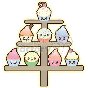 clipart - Cupcake Stand cartoon character illustration.