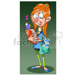 girl with bird signing to her clipart. Commercial use image # 394251
