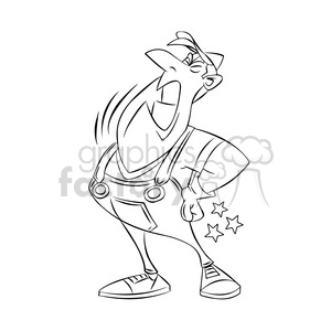 man with lower back pain cartoon black and white clipart.