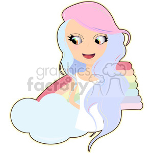 cartoon cute character rainbow girl clouds fictional magical rainbows colorful