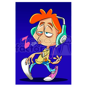 boy listening to music on his headphones clipart. Royalty-free image # 395213
