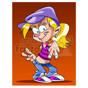 chica girl showing peace signs clipart.