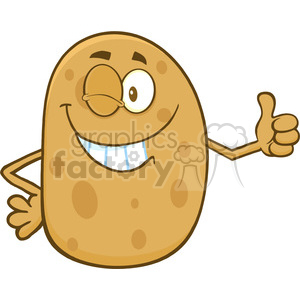 8794 Royalty Free RF Clipart Illustration Smiling Potato Character Winking And Giving A Thumb Up Vector Illustration Isolated On White