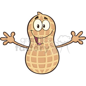 8740 Royalty Free RF Clipart Illustration Funny Peanut Cartoon Mascot Character Wanting For Hug Vector Illustration Isolated On White clipart.