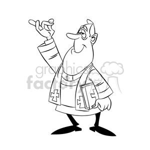 clipart - paul the cartoon priest character black white.
