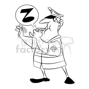 clipart - chip the cartoon character directing traffic black white.