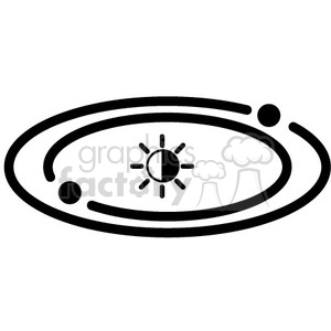 space icons black+white symbols solar+system planets rotation orbit path asteroid