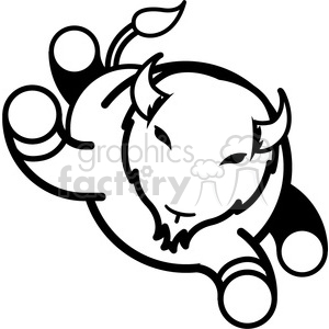 bison buffalo kicking logo icon design black white split clipart.