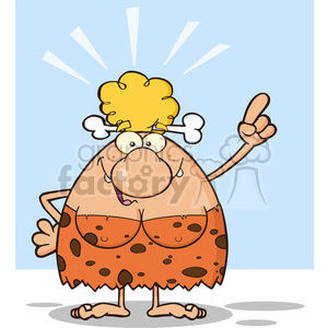 clipart - smiling cave woman cartoon mascot character with good idea vector illustration.