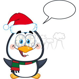 royalty free rf clipart illustration cute christmas penguin cartoon  character with open wings and speech bubble vector illustration isolated on  white #399288 at Graphics Factory.