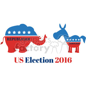 political elephant republican vs donkey democrat vector illustration flat design style isolated on white with text us election 2016