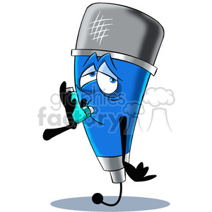 cartoon microphone mascot character sick clipart.