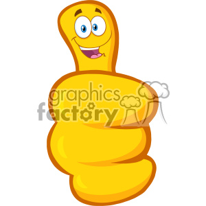 10700 Royalty Free RF Clipart Yellow Hand Giving Thumbs Up Gesture With Cartoon Face Vector Illustration clipart.