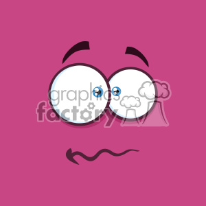 clipart - 10868 Royalty Free RF Clipart Nervous Cartoon Funny Face With Panic Expression Vector With Violet Background.