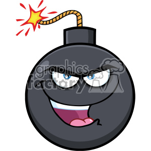 10834 Royalty Free RF Clipart Evil Bomb Face Cartoon Mascot Character With Smiling Expressions Vector Illustration clipart.