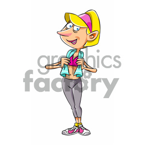 cartoon woman in fitness outfit clipart. Commercial use image # 404142
