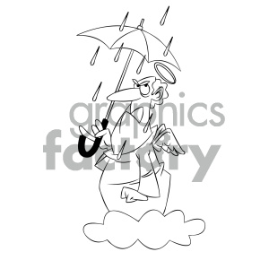 black and white cartoon angel mad about the rain clipart. Royalty-free icon # 404167