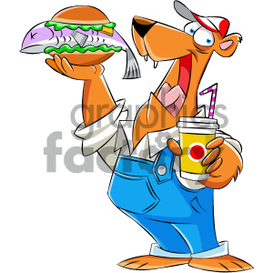 cartoon bear with a fish sandwich clipart. Commercial use image # 404175