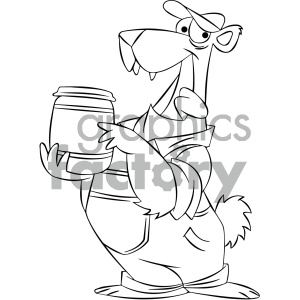 black and white cartoon bear with a jar honey clipart. Commercial use image # 404178