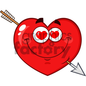 clipart - Loving Red Heart Cartoon Emoji Face Character With Hearts Eyes And Arrow Vector Illustration Isolated On White Background.