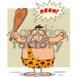 clipart - Angry Caveman Cartoon Character Holding A Club Vector Illustration Isolated On White Background 2.