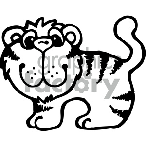 cartoon clipart Noahs animals tiger 001 bw .