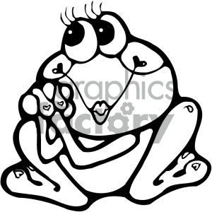 cartoon clipart frog 009 bw clipart. Royalty-free image # 404878