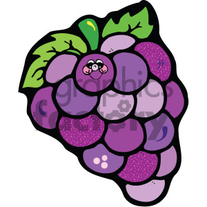 cartoon food grapes character purple happy