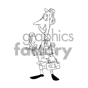 black and white cartoon news journalist clipart. Commercial use image # 405571