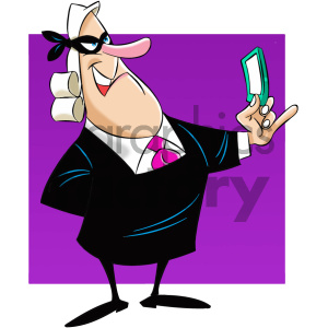 clipart - cartoon supreme court justice taking a selfie.