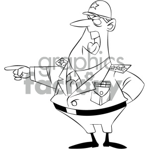 black and white cartoon colonel character clipart.