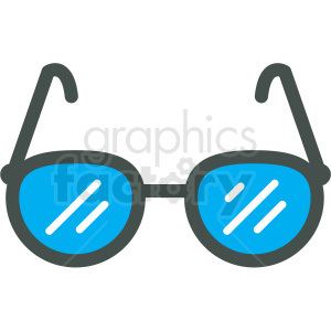 sunglasses with blue lens vector icon image clipart.
